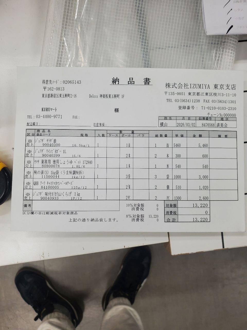 Delivery slip with extracted-field bounding boxes
