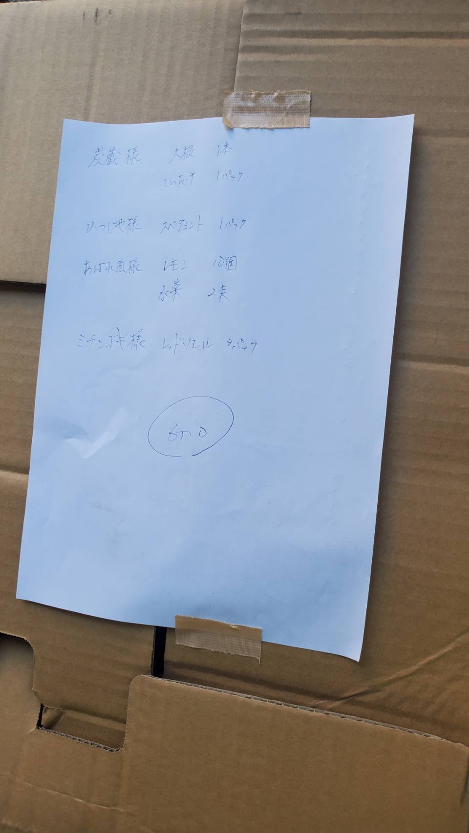 手書きの書類